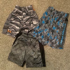 Lot of boys under Armour and Nike shorts
